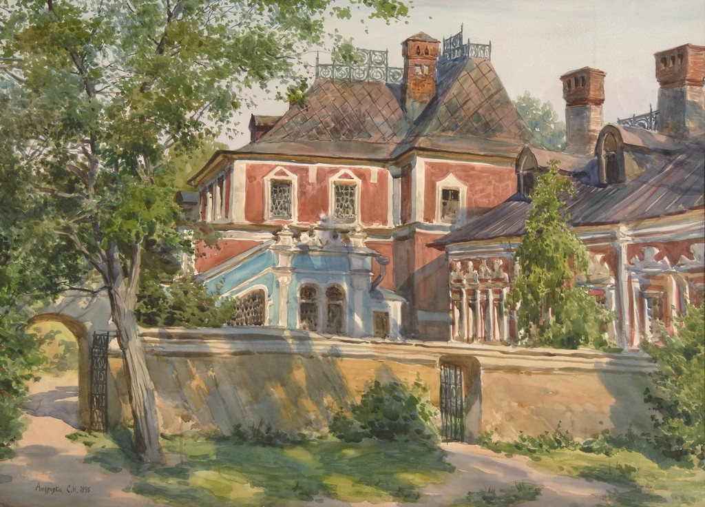 Москва. Палаты боярина Волкова в Харитоньевском переулке С.Н. Андр Москва. Палаты боярина Волкова в Харитоньевском переулке С.Н. Андрияка. 1995 Бумага, акварель