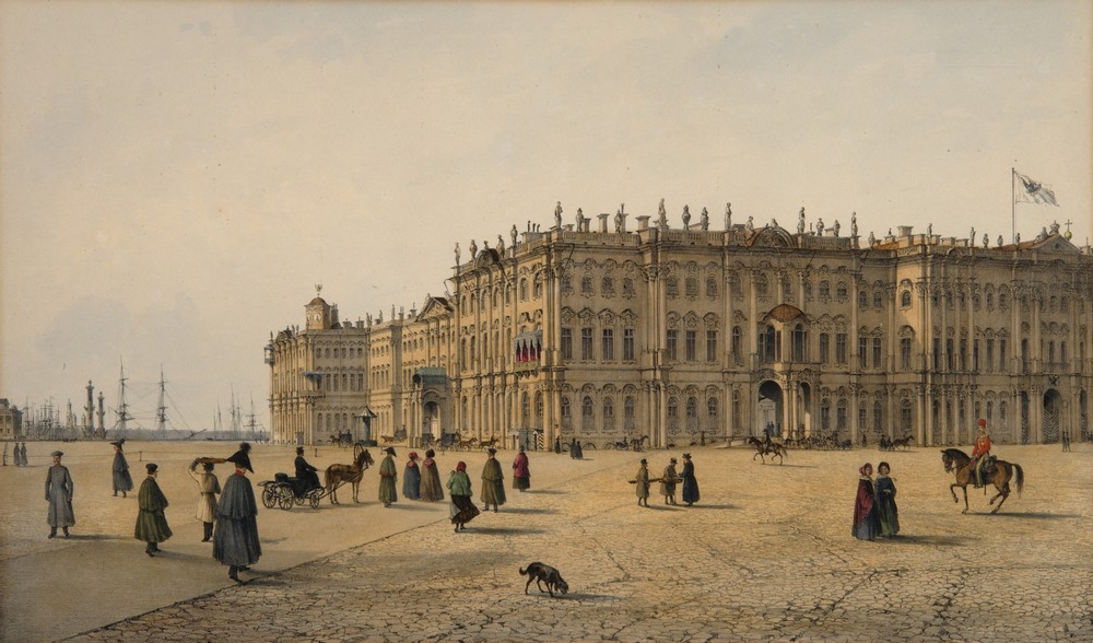 Перро Фердинанд Виктор Петербург. Зимний дворец. 1840-е Литография Перро Фердинанд Виктор Петербург. Зимний дворец. 1840-е Литография