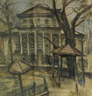 Е. Куманьков. Детская площадка в Денежном переулке.1971 г. Бумга, графитный и цветные карандаши. Е. Куманьков. Детская площадка в Денежном переулке.1971 г. Бумга, графитный и цветные карандаши.