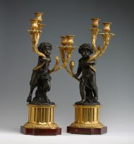 Канделябры с фигурой амура и сатира. Франция. По модели Клодиона Вторая половина XVIII в. Канделябры с фигурой амура и сатира. Франция. По модели Клодиона Вторая половина XVIII в.