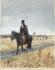 Пластов А.А. (1893-1972) Пушкин в Болдине. Из цикла иллюстраций к повести "Капитанская дочка". 1949. Бумага, гуашь