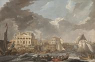 Траверс де ла Ж. (1752 – ?). Петербург. Биржа по проекту Джакомо Кваренги. 1787. Бумага верже, гуашь, акварель, белила, тушь, перо, кисть Траверс де ла Ж. (1752 – ?). Петербург. Биржа по проекту Джакомо Кваренги. 1787. Бумага верже, гуашь, акварель, белила, тушь, перо, кисть